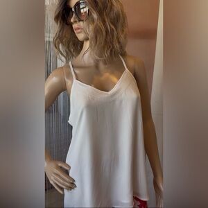 Shinestar Elegant White Top Sequins V-Neck fully lined, adjustable straps Sz M